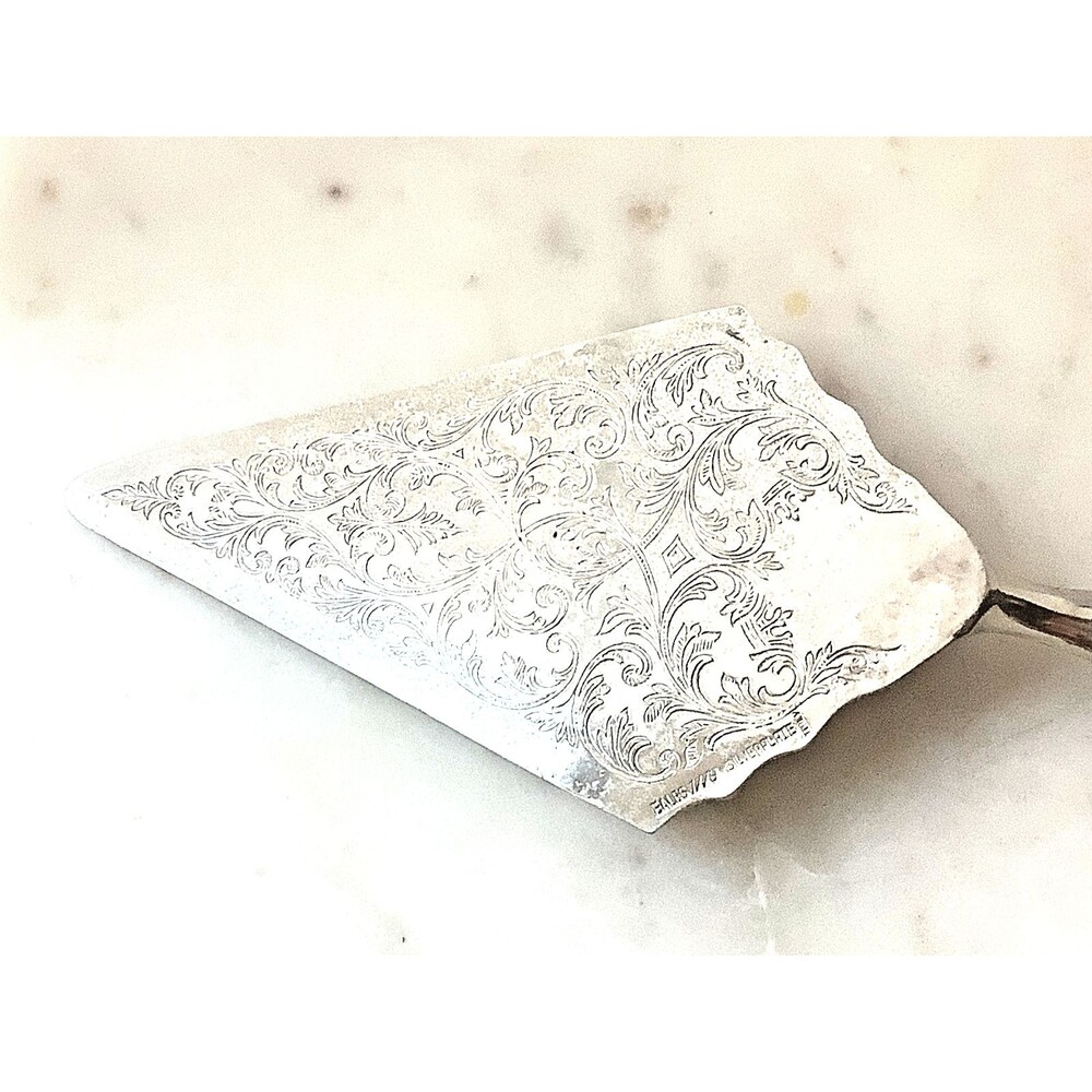 Wedding Cake Server Sterling Silver Handle Cake Pie Italy Floral Etched Italy